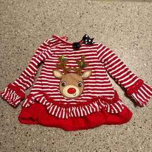Rare Editions 12 Month Girl’s Reindeer Holiday Shirt